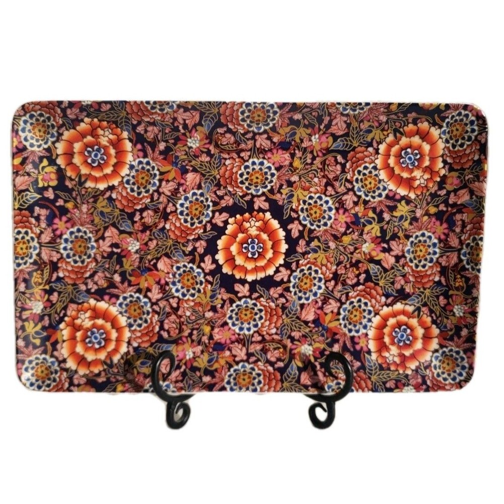 Williams - Sonoma Imari-Chrysanthemum Cobalt Rust Rectangle Serving Tray 14 x 9